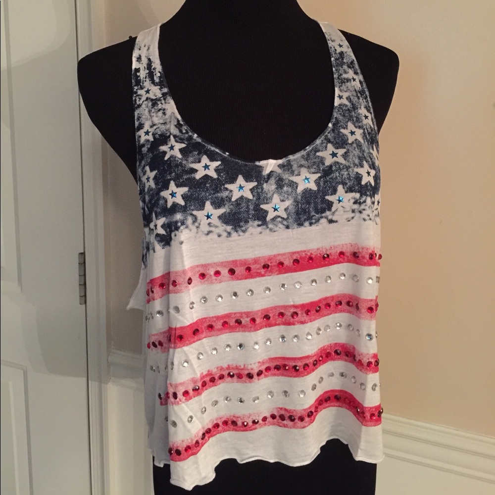 Custom 4th of July Blinged out Tank, size M